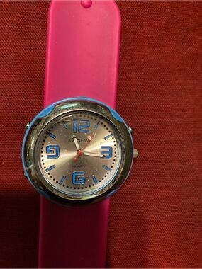 Geneva Pink Silicone Slapwatch With Blue Accents